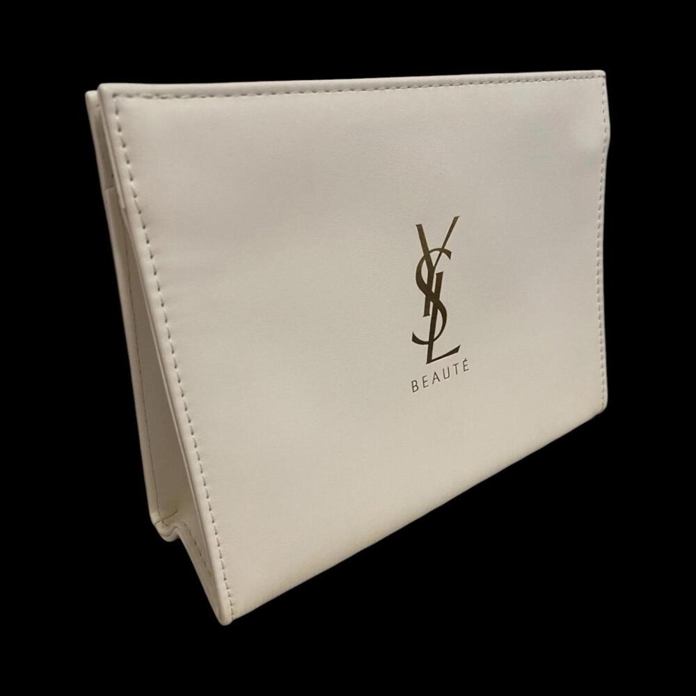 White and Gold YSL Beaute makeup pouch. Gift with purchase.